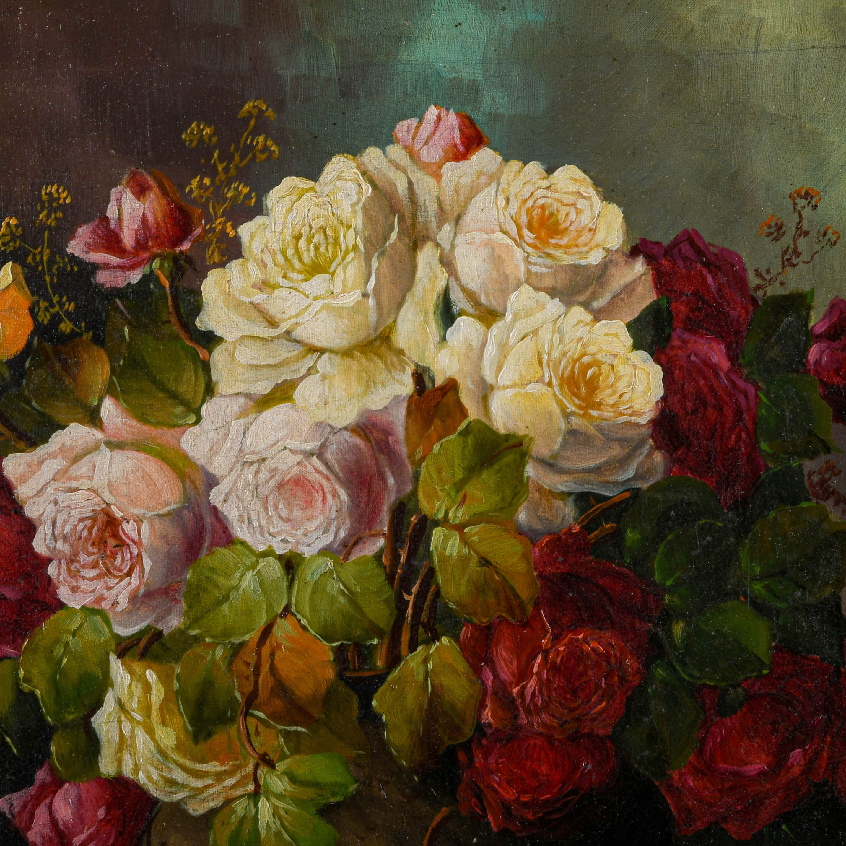Framed Signed Floral Still Life Oil on Canvas-3
