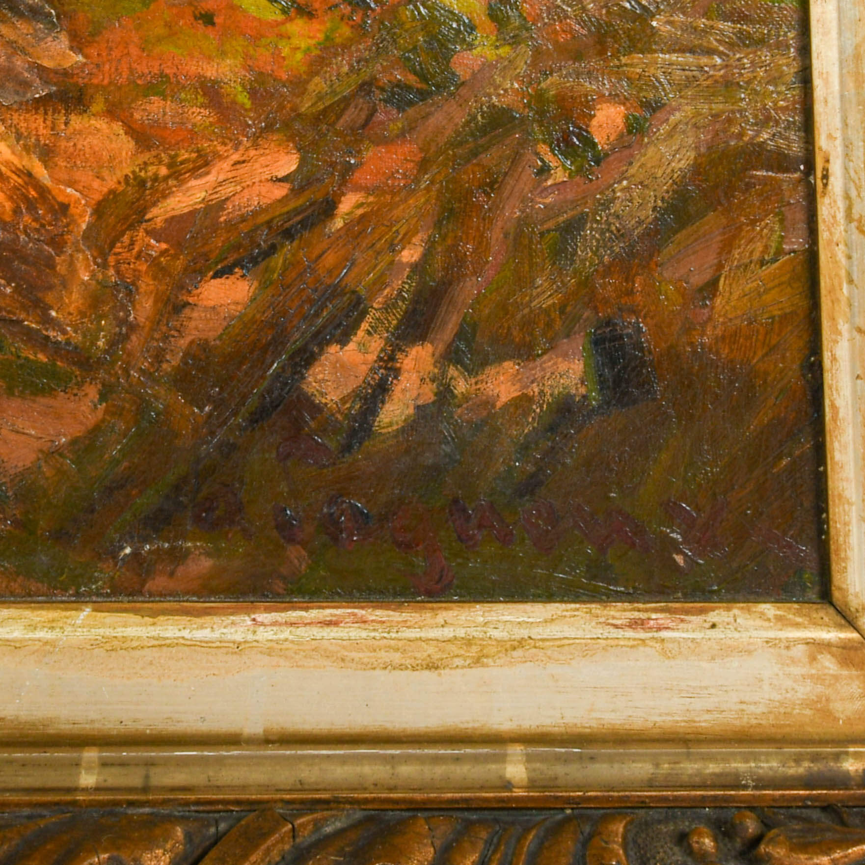 Framed Signed Summer Foliage Oil on Canvas-4