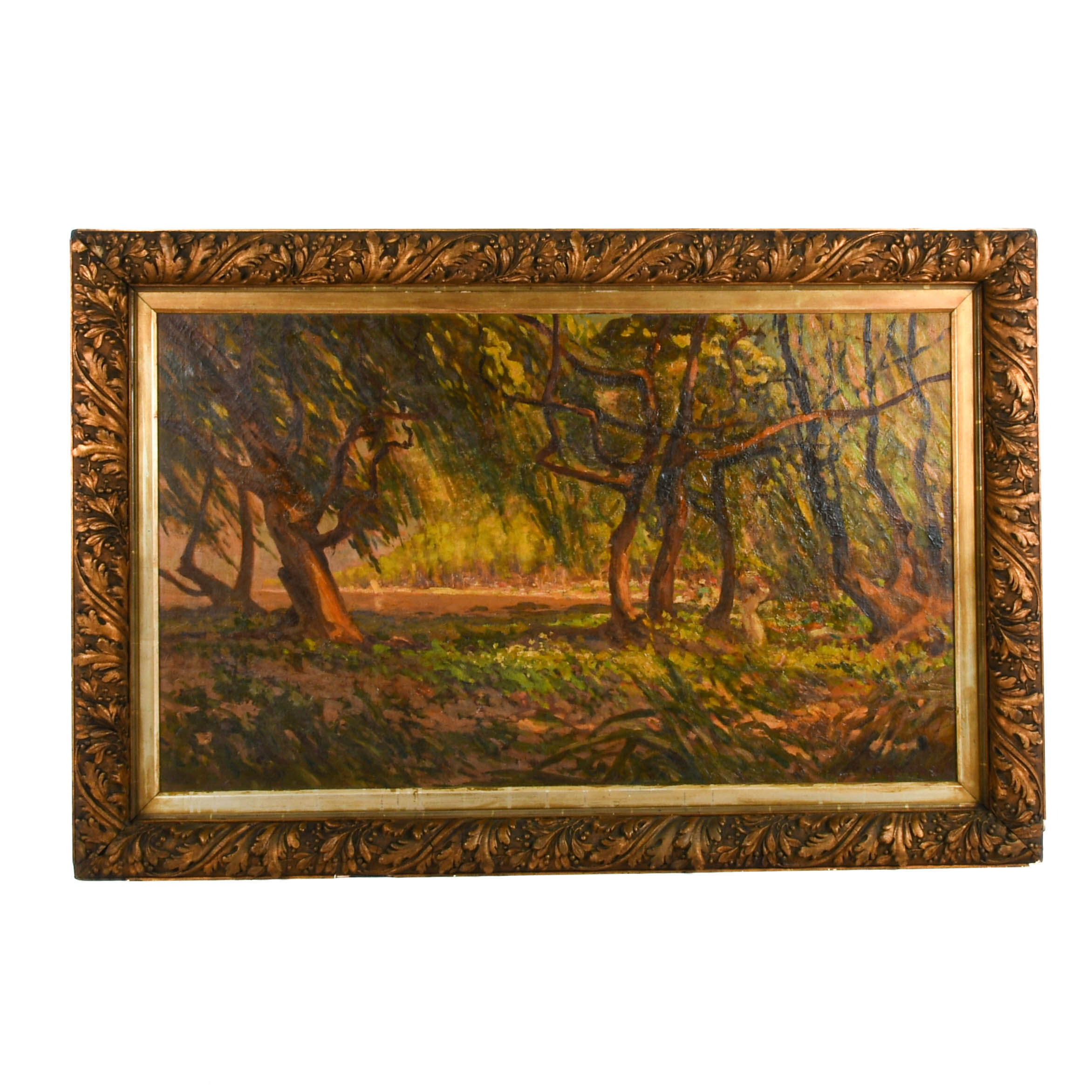 Framed Signed Summer Foliage Oil on Canvas-1