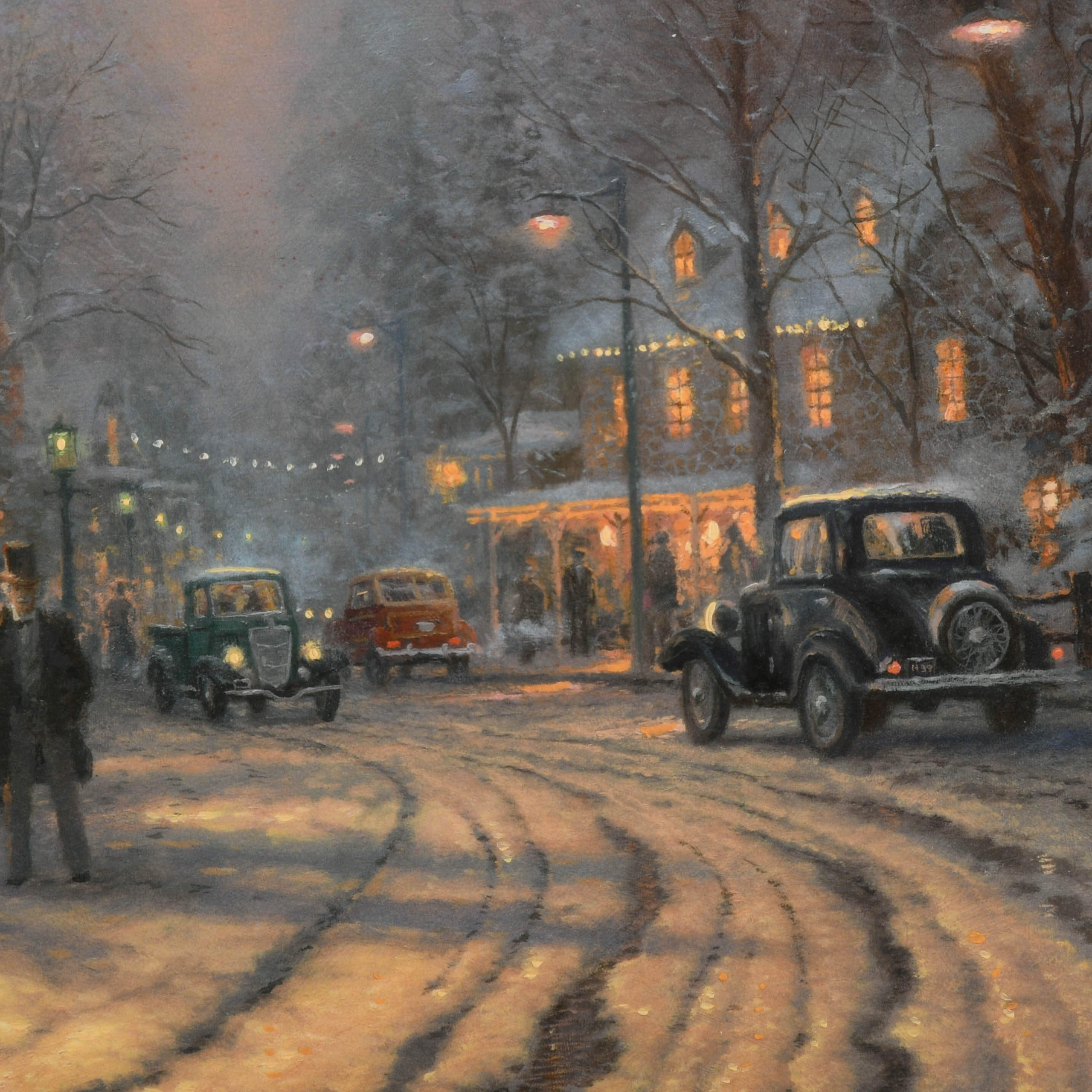 Framed Signed Thomas Kinkade "A Holiday Gathering" Canvas Print-6