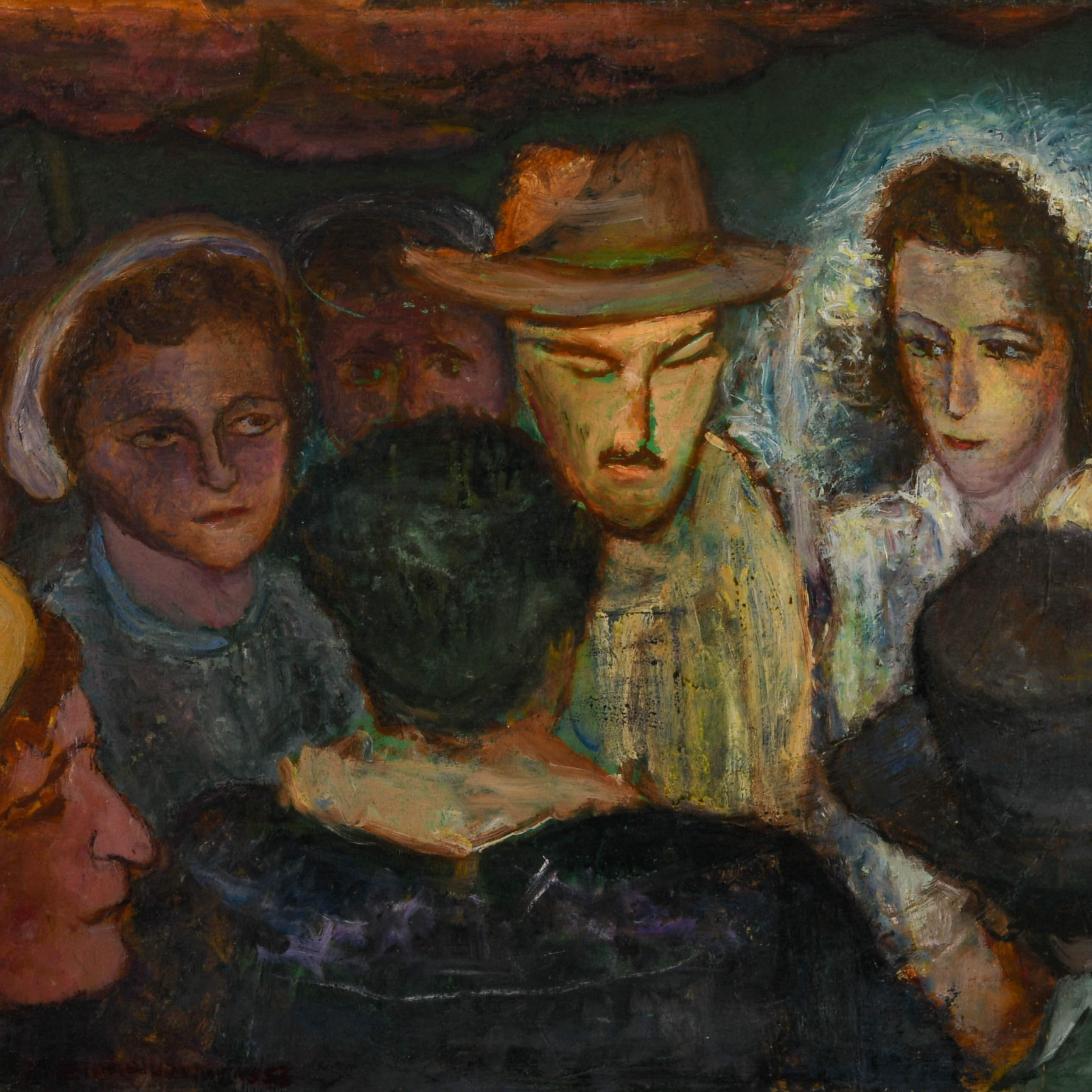 Framed Signed Manuel Eichelbaum "Jewish Wedding" Oil on Board-2