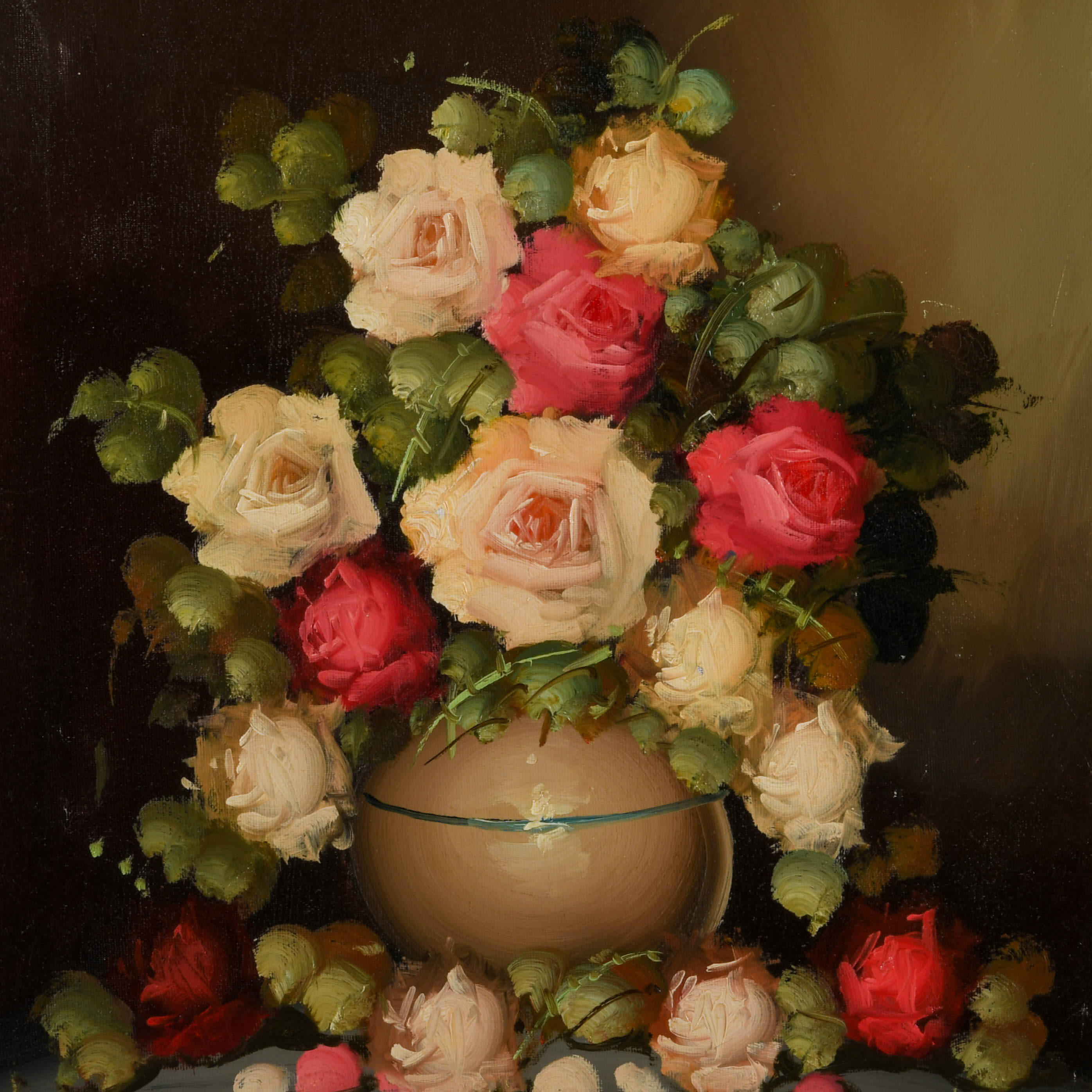 Framed Signed V. Paya Floral Still Oil on Canvas-2