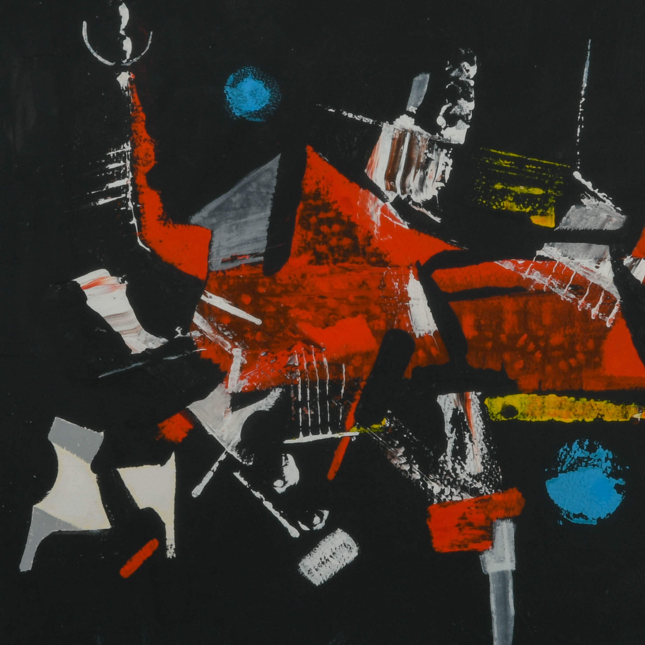 Framed Abstract Acrylic on Paper After Osvaldo Gutierrez-3
