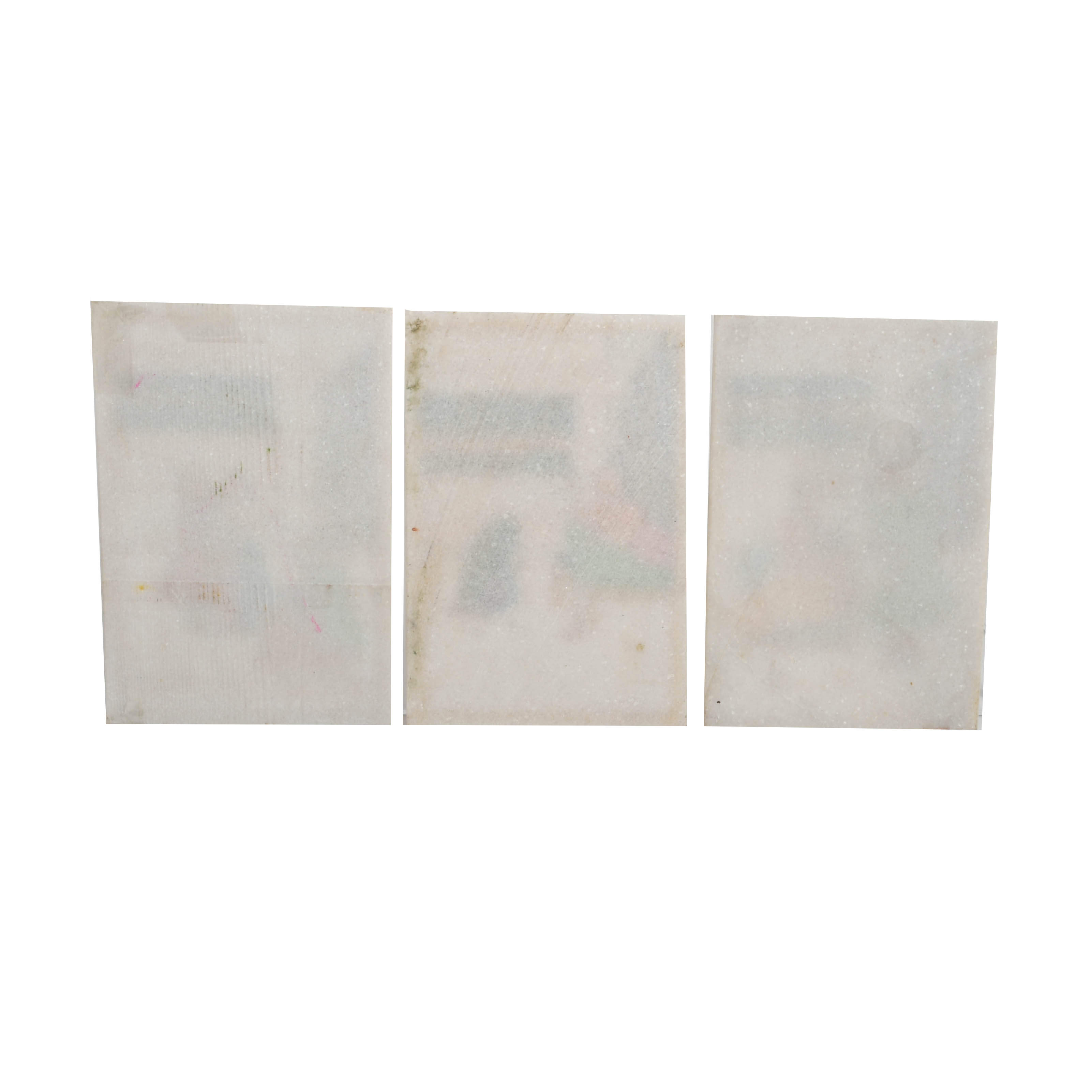 Three-Piece Miniature Indian Mughal and Harem Ragamala Paintings on Marble-2