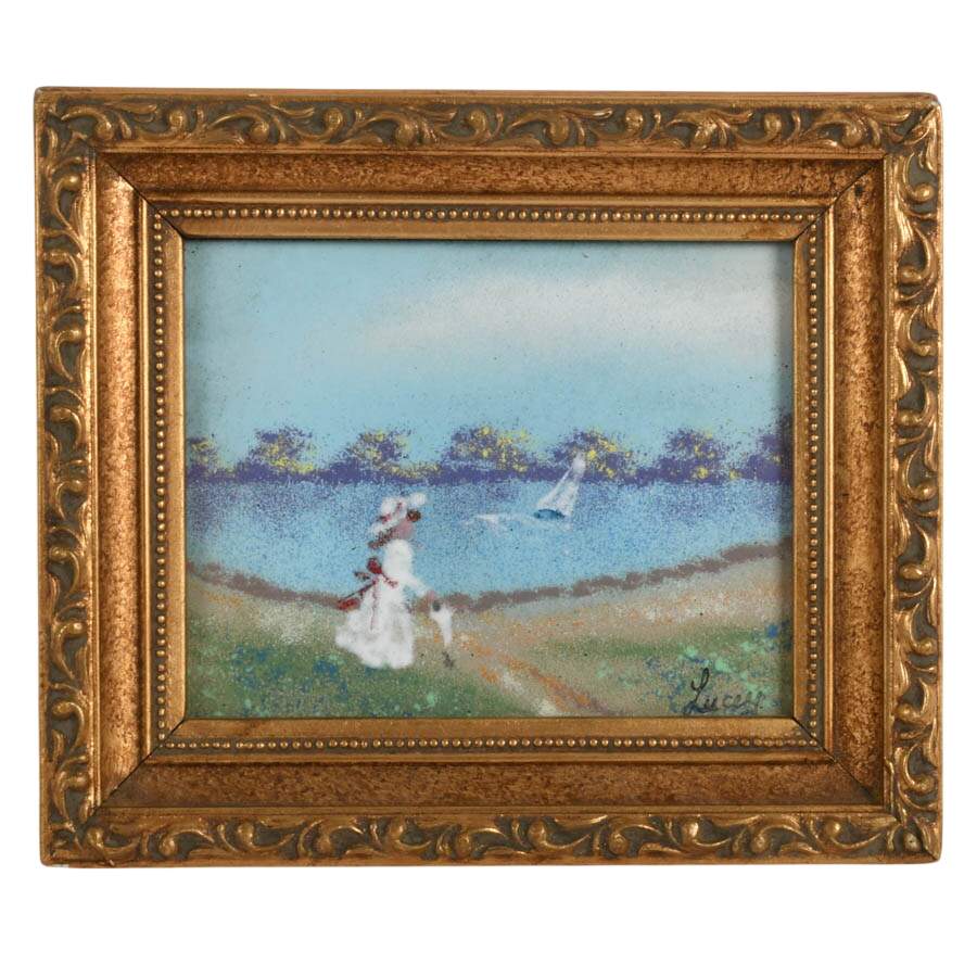 Signed Louis Cardin French Enamel Painting on Copper-1