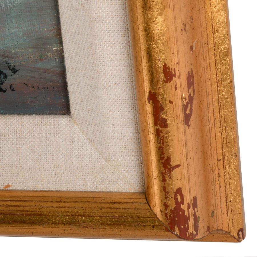 Framed Signed R.R. Mellet Oceanscape Oil on Canvas-6