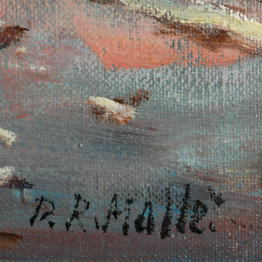 Framed Signed R.R. Mellet Oceanscape Oil on Canvas-5