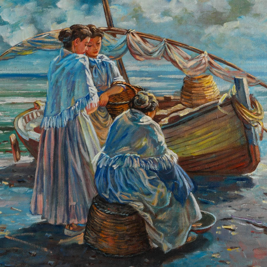 Framed Signed R.R. Mellet Oceanscape Oil on Canvas-4