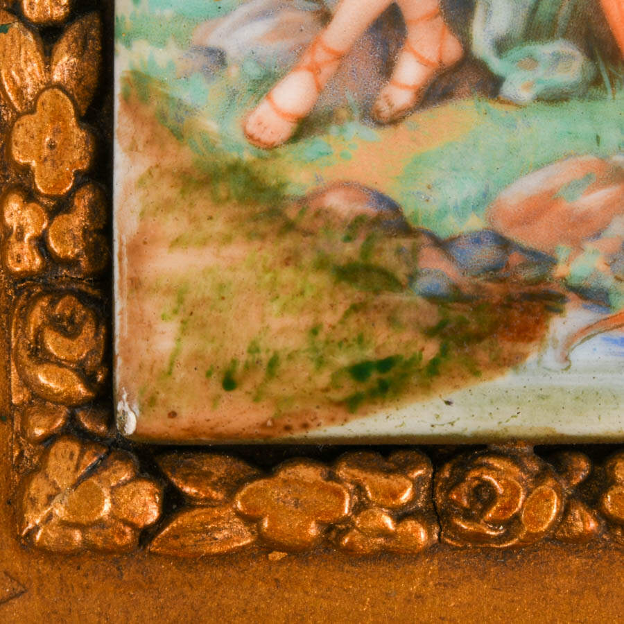 Antique Framed Hand-Painted Porcelain Plaque-6
