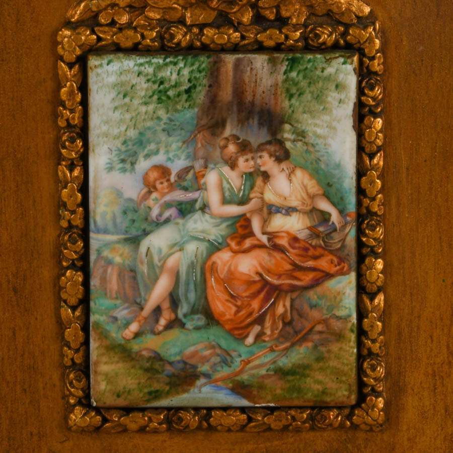 Antique Framed Hand-Painted Porcelain Plaque-2