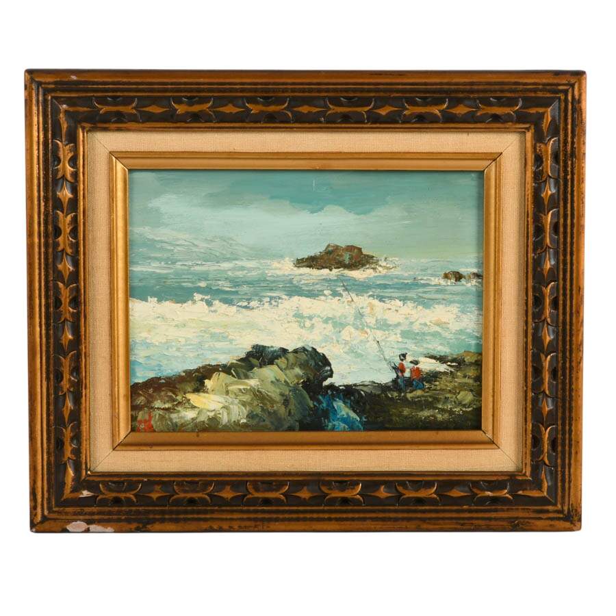 Framed Pair of Signed Boat and Coastal Scene Oil Paintings on Board-7