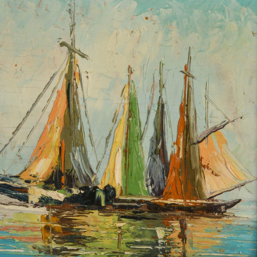 Framed Pair of Signed Boat and Coastal Scene Oil Paintings on Board-5