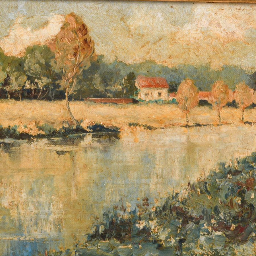 Framed Signed Landscape Oil on Board-2
