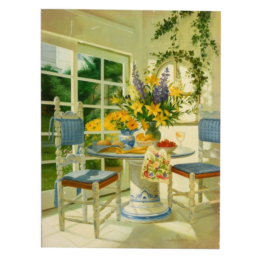 Signed Ana Laura Ara Kelian Still Life Oil Board-1