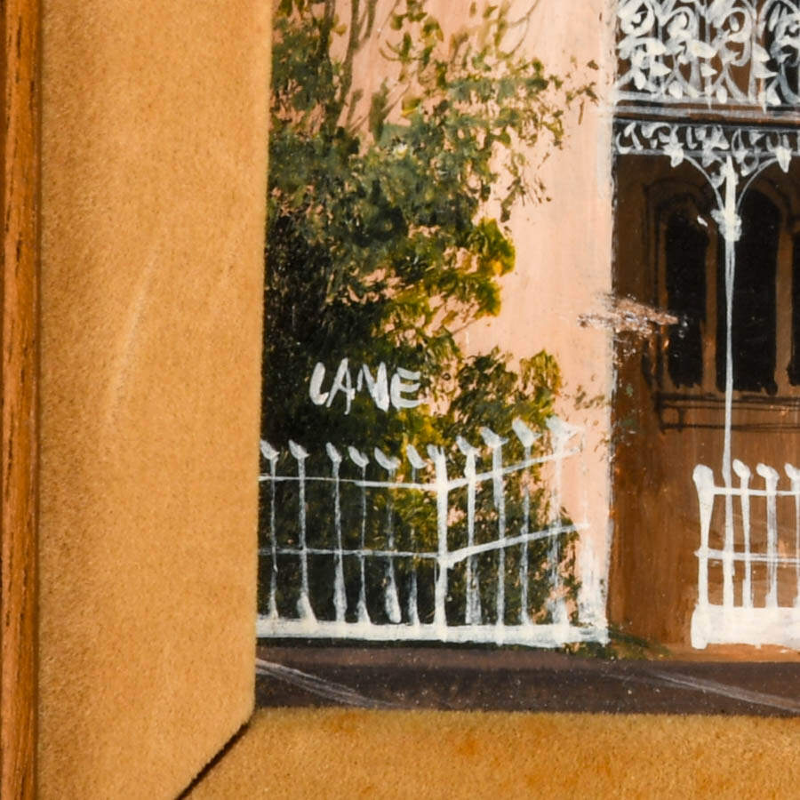 Pair of Signed Diana Lane Miniature Oil Paintings of Paddington, Australia-5