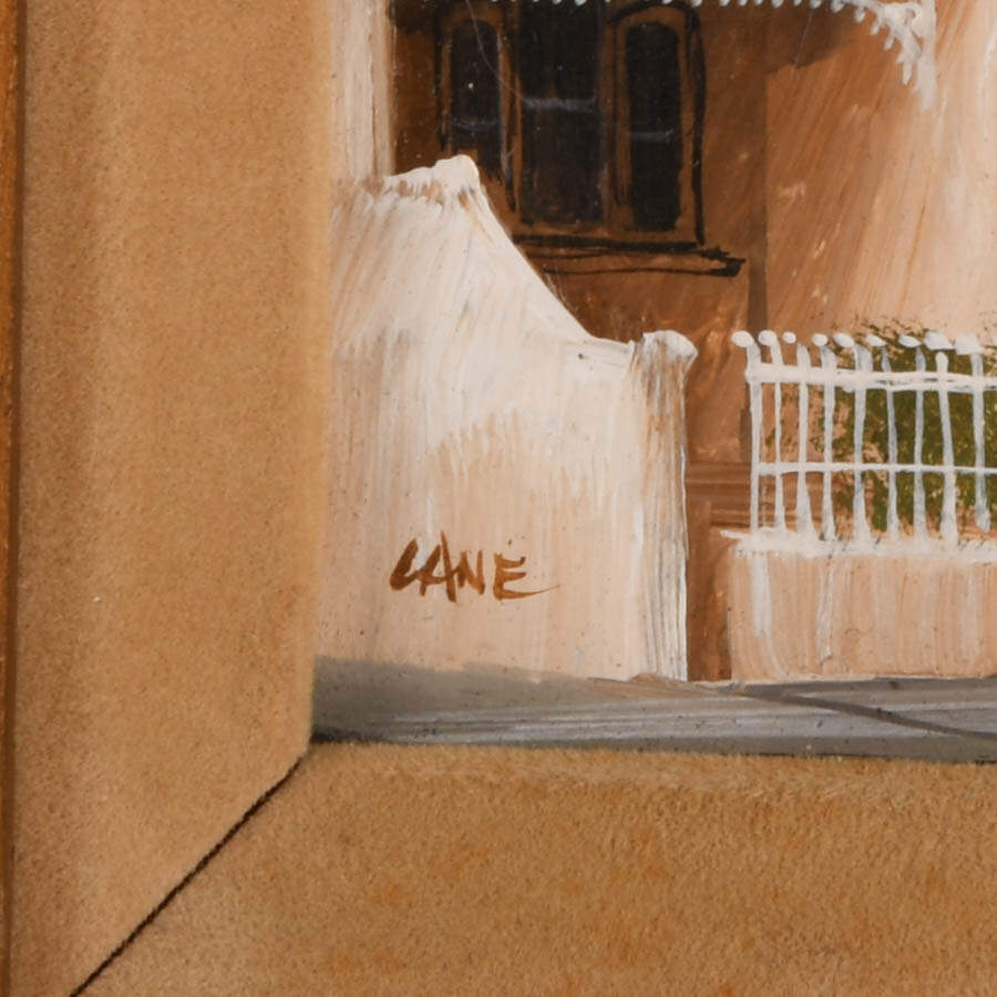 Pair of Signed Diana Lane Miniature Oil Paintings of Paddington, Australia-3