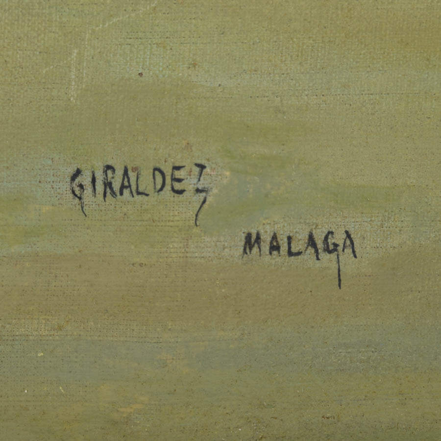 Antique Framed Signed Adolfo Giráldez Peñalver Oil on Canvas "Málaga"-4