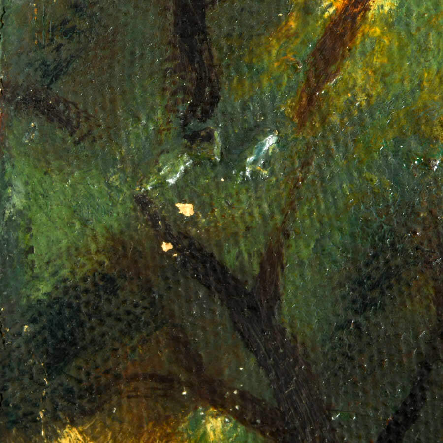Signed John Agnello City Park Scene Oil on Canvas-6