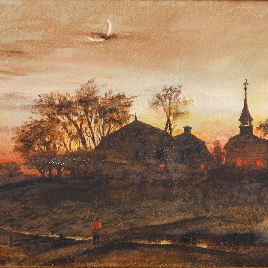 Framed Oil on Board After George Herbert McCord's Under Moonlight-2