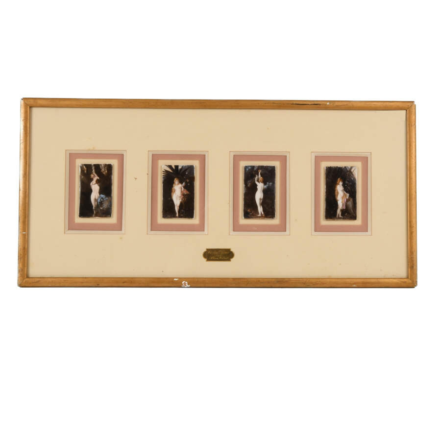 Antique Framed Grouping of Four KPM Miniature Plaques-1