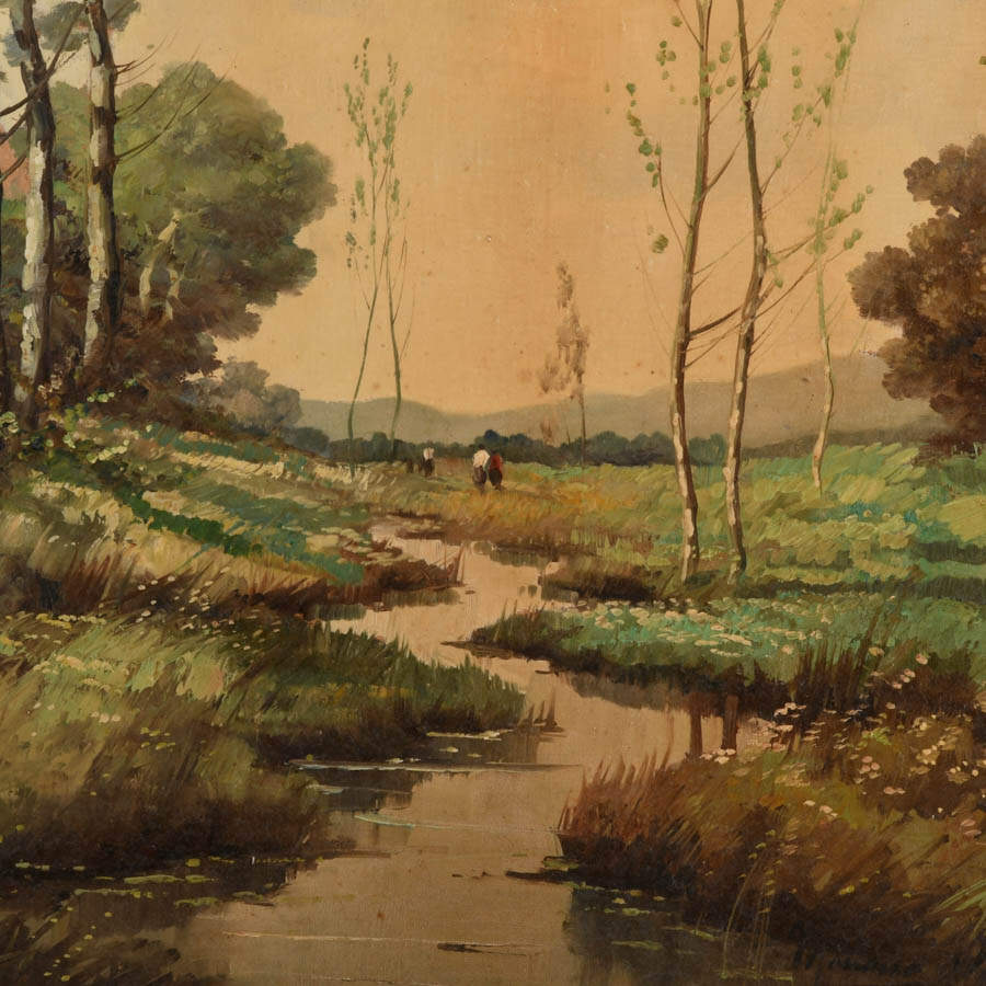 Signed Mid-Century Mariano Moreno Landscape Oil Painting-2
