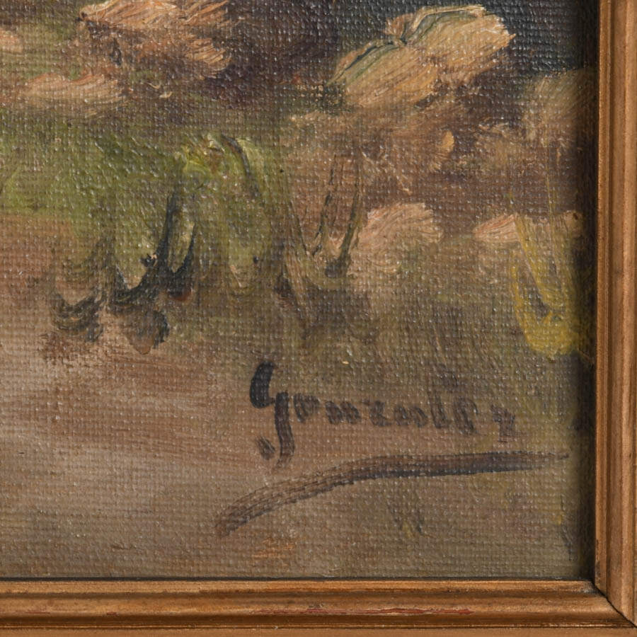 Antique Signed Vista Rural Oil on Canvas-4