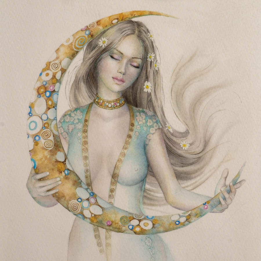 Framed "Moonstruck" Watercolor Signed by Scot Howden-3