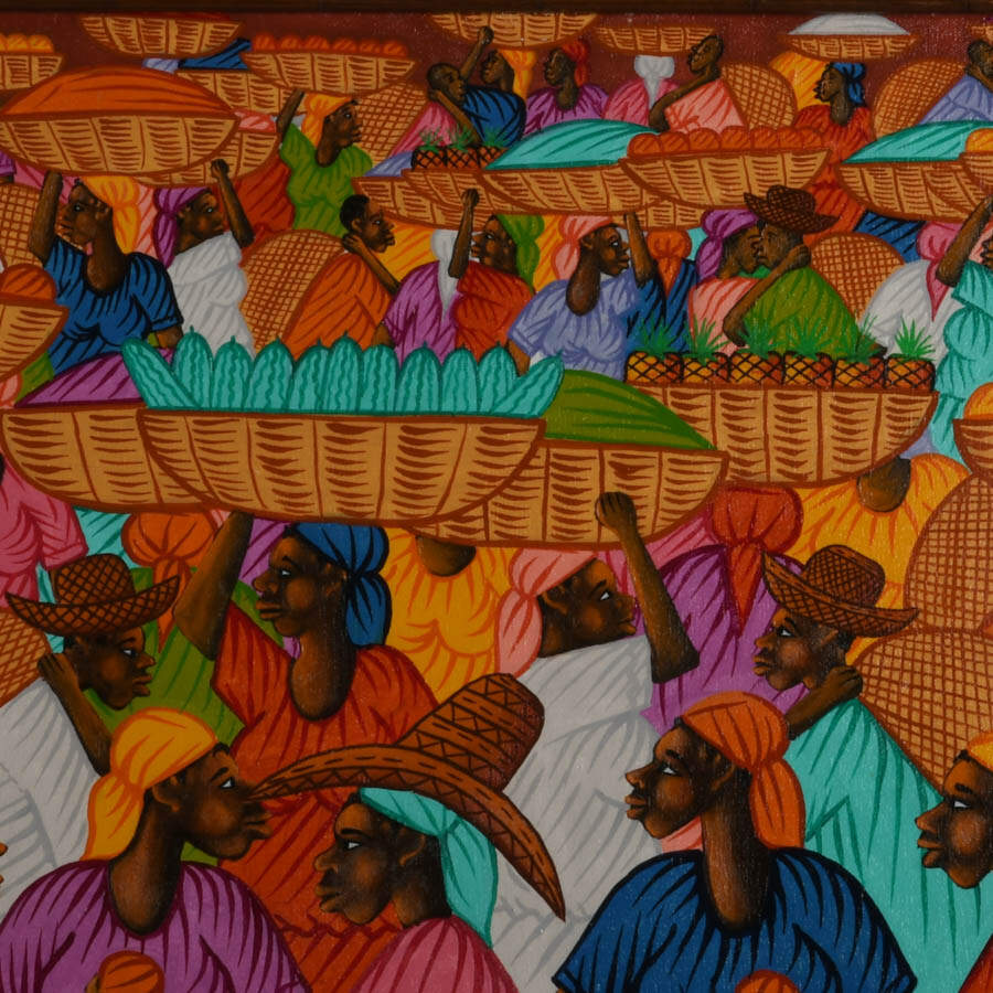 Framed "El mercado" Oil on Canvas Signed by Tye Marc-3