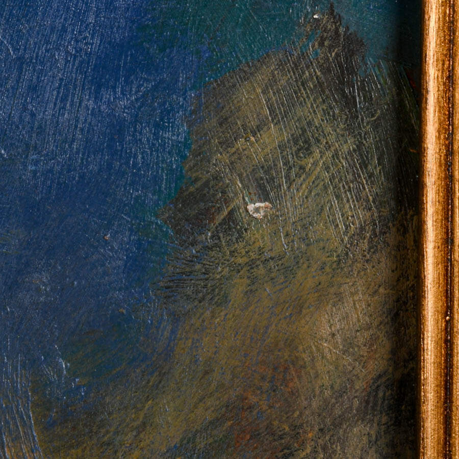 Framed Woman in Turban Oil on Masonite Signed H. Crespo-3