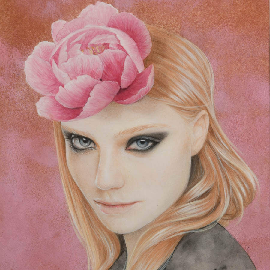 Framed "Mischa" Mixed Media on Paper Signed by Bec Winnel in 2015-2