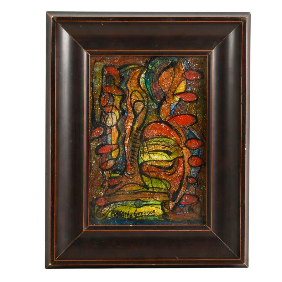 Framed "Contracting Applications" Oil on Paper Signed Alexander Gore 2008-1