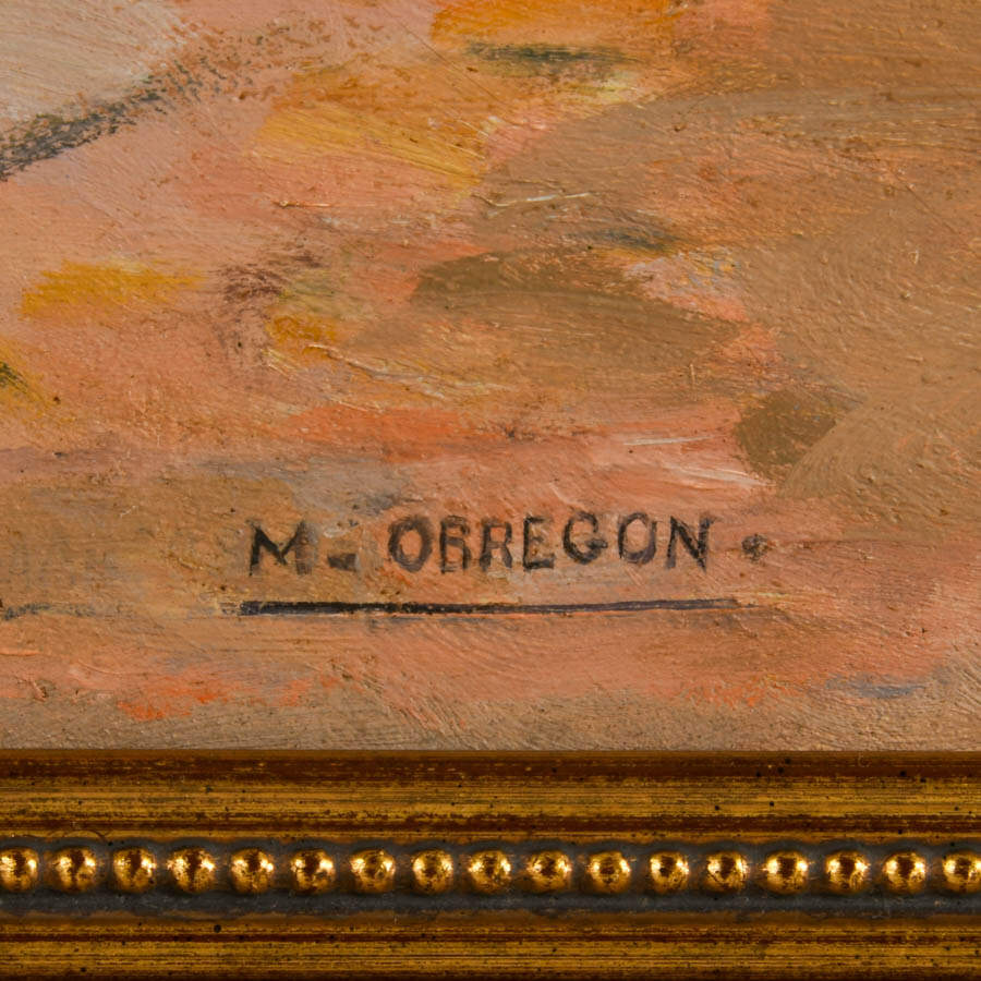 Framed "Donkey Guider" Oil on Canvas Signed M. Orregon-4