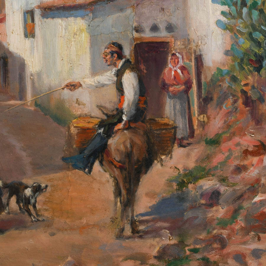 Framed "Donkey Guider" Oil on Canvas Signed M. Orregon-3