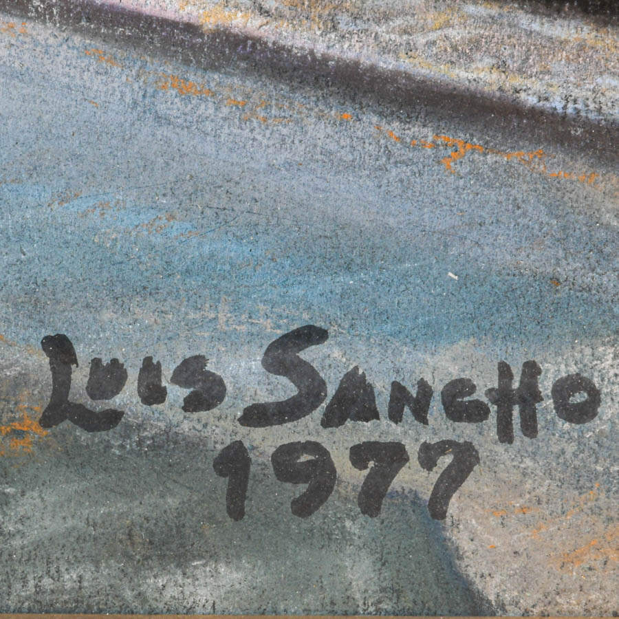 Framed Argentina Street Scene Pastels on Paper Signed Luis Sancho 1977-3