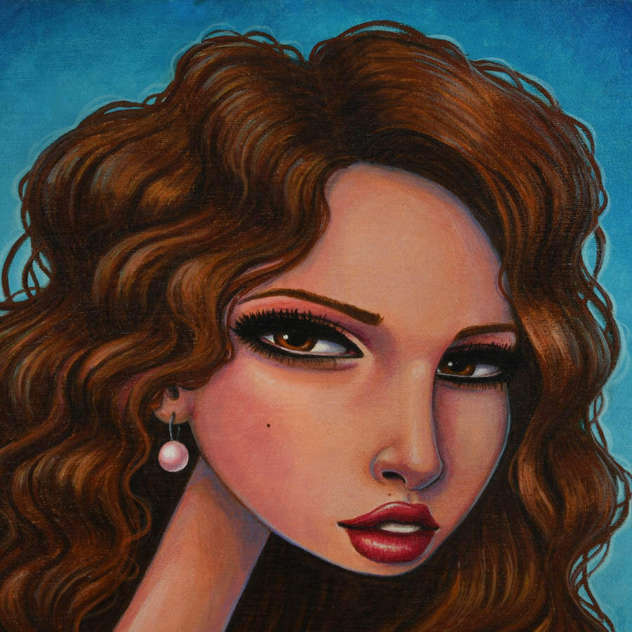 Pop surrealism woman Acrylic on Canvas Signed CWL 2012-2