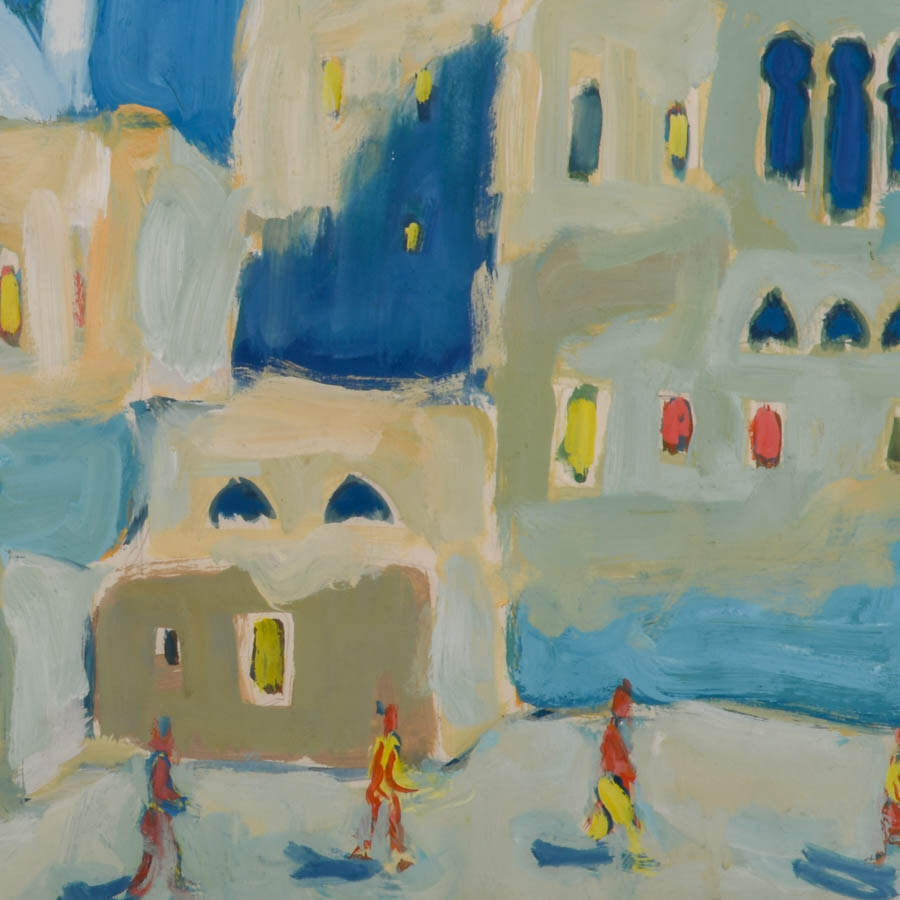 Framed "Old Jerusalem" Gouache on Board Signed by Yehuda Wallersteiner-4