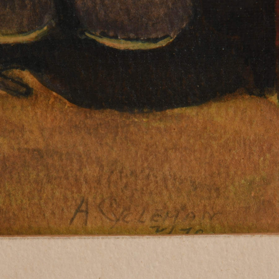 Signed "Back from Market" Gauche on Paper After Jean-Siméon Chardin-3
