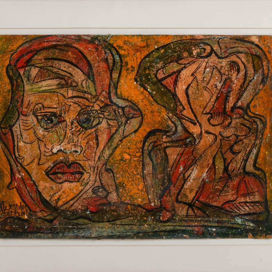 Framed "The Line Show the Way" Oil on Paper Signed by Alexander Gore-2