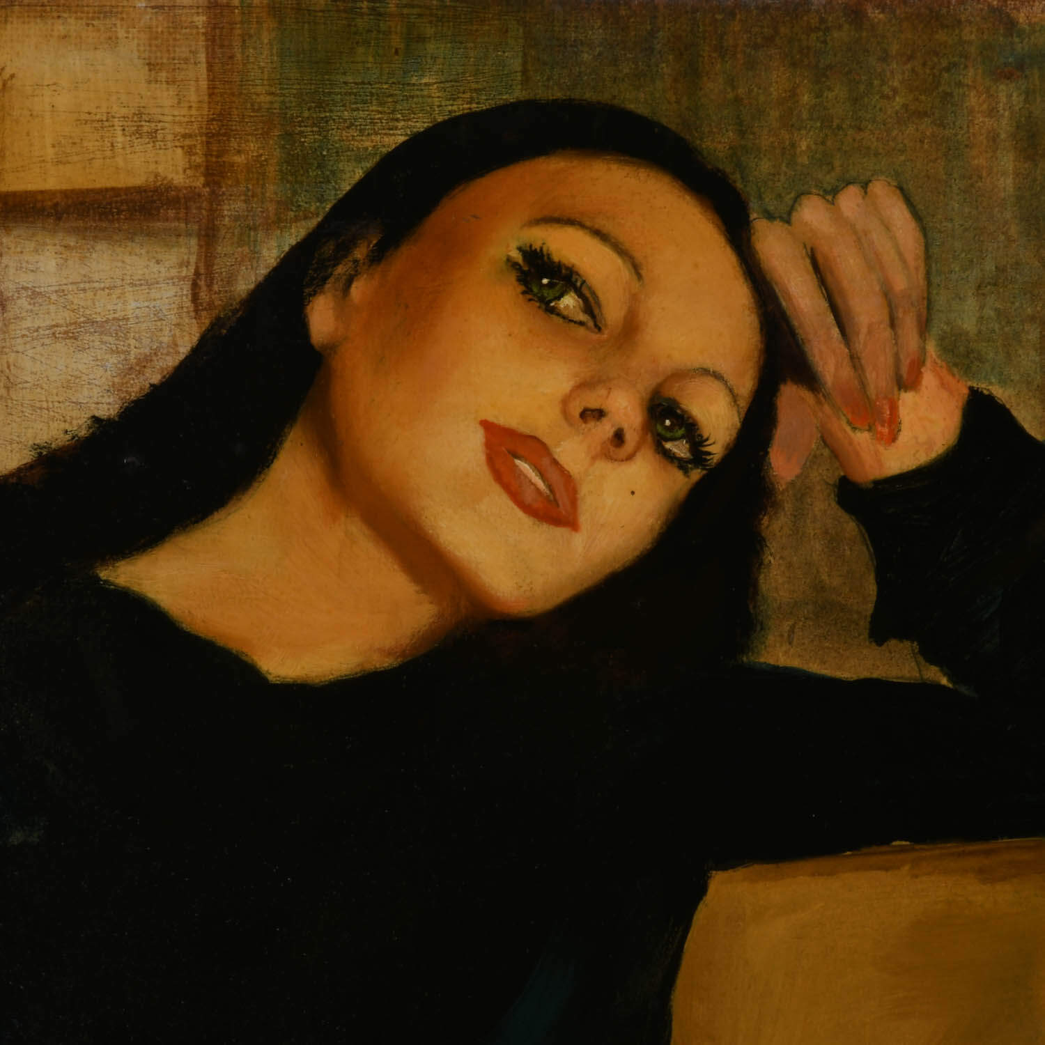 "Woman in Black" Oil on Masonite Signed MG-2