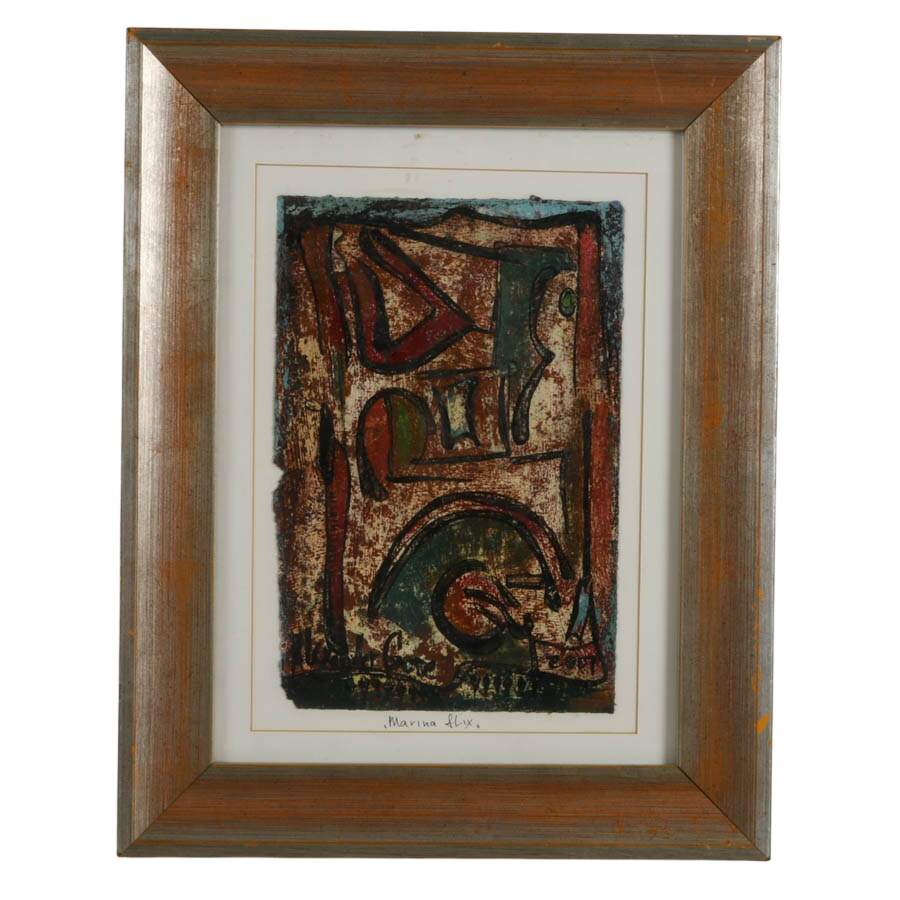 Framed "Marina Flix" Oil on Paper Signed by Alexander Gore-1