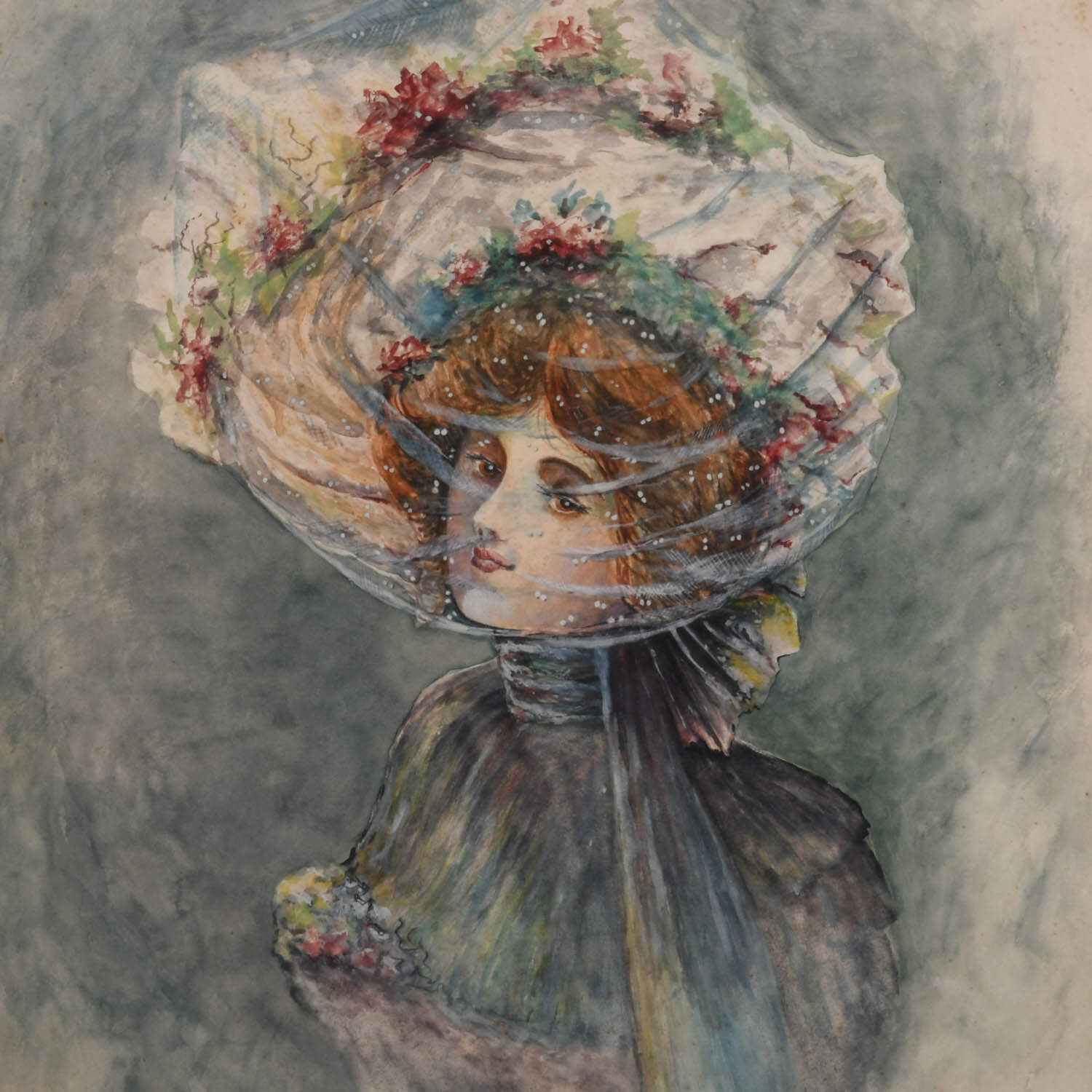 Framed Signed C.S. Yarnall "A Dainty Belle" Watercolor-3
