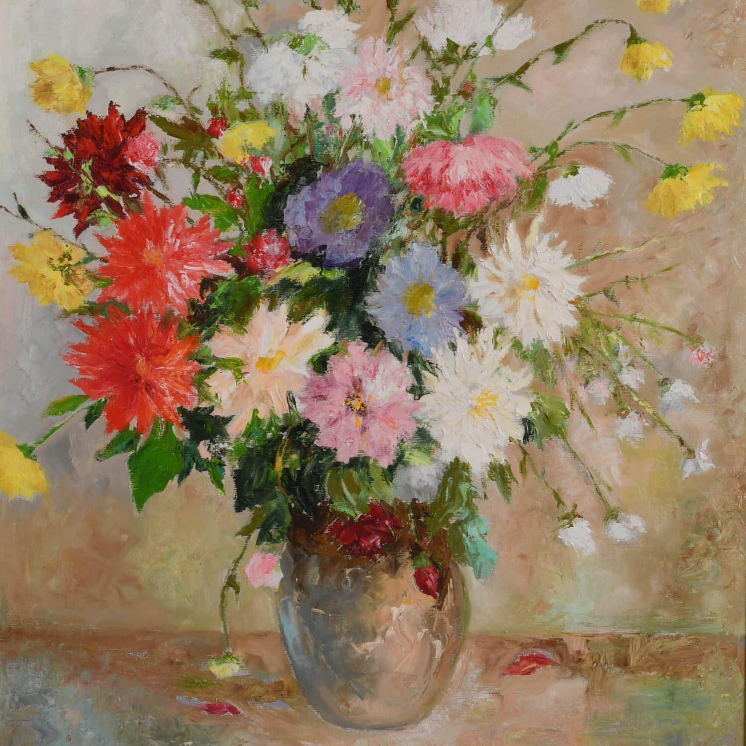 Framed Floral Still Life Oil on Canvas Signed by Artist-2