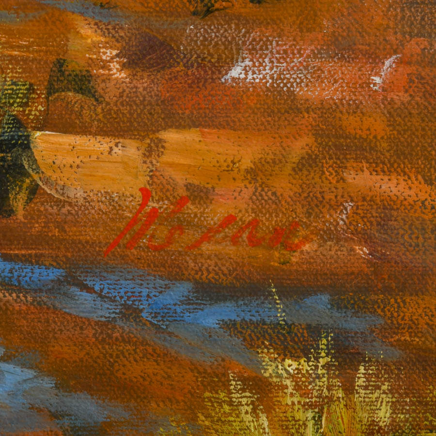 Framed Signed Pueblo Settlement on a Desert Mesa Acrylic on Canvas-4