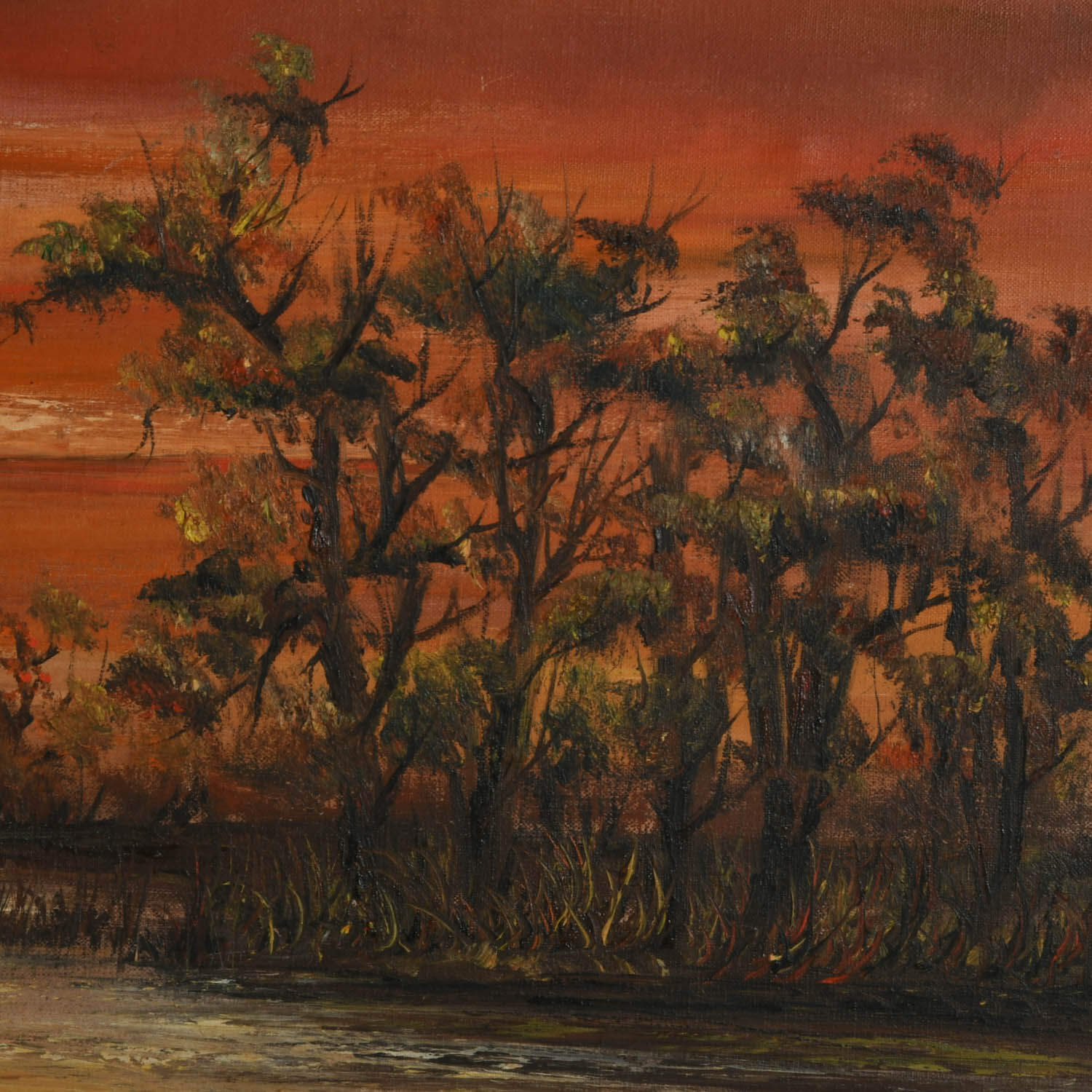 Framed Bayou at Sunset Oil on Canvas Signed by John A. Barry-3