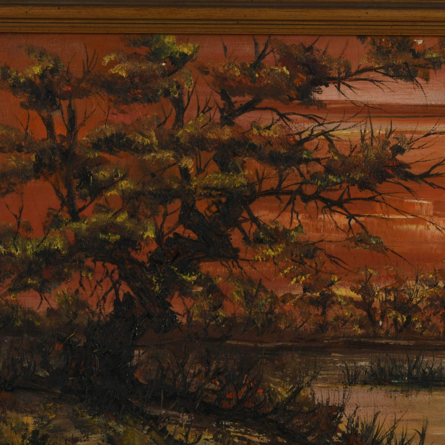 Framed Bayou at Sunset Oil on Canvas Signed by John A. Barry-2