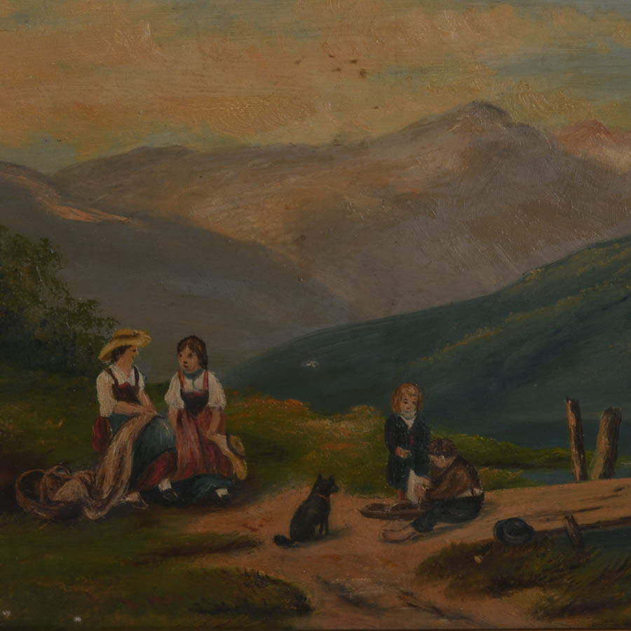 Framed European Landscape Oil on Board-2