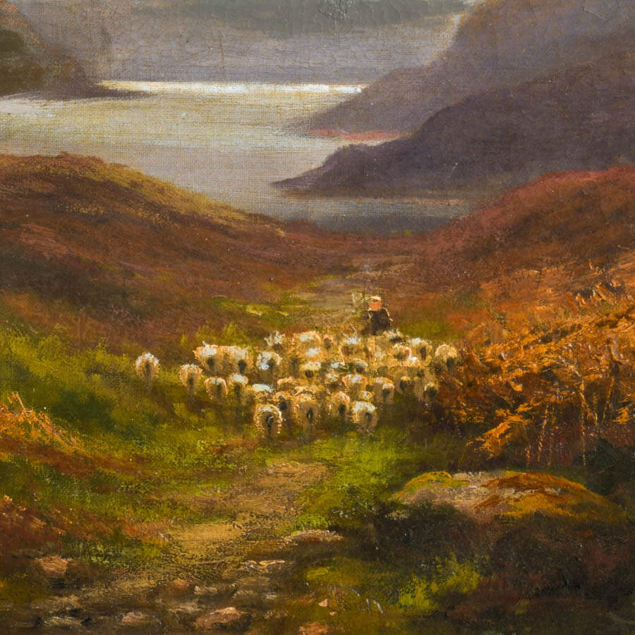Framed British Landscape Oil on Canvas Signed by Henry Hadfield Cubley-2