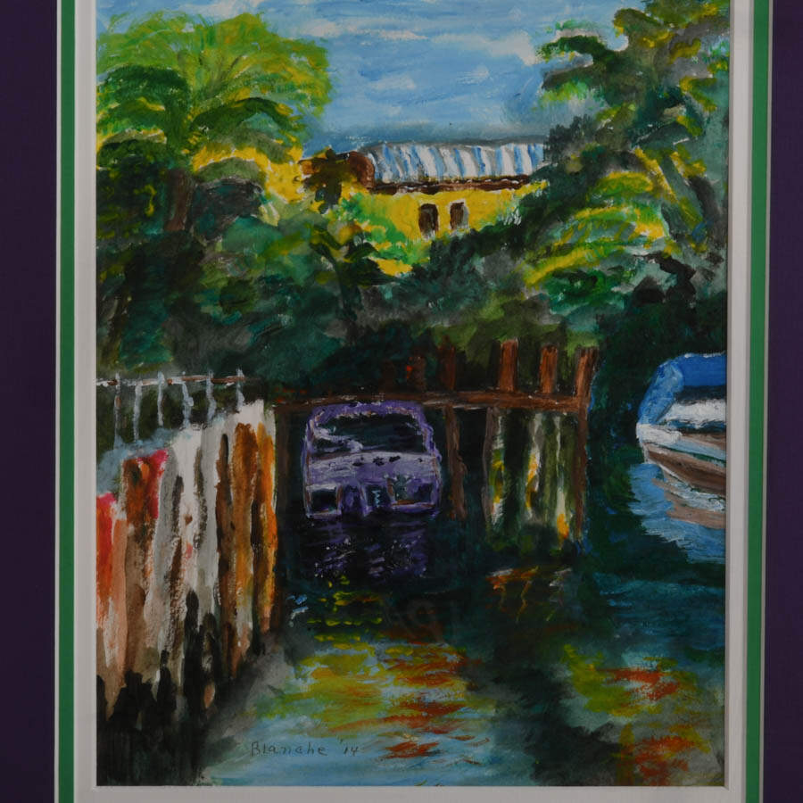 "Serene Las Olas in Ft. Lauderdale" Mixed-Media on Paper Signed Blanche '14-2