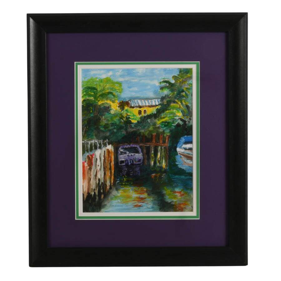 "Serene Las Olas in Ft. Lauderdale" Mixed-Media on Paper Signed Blanche '14-1