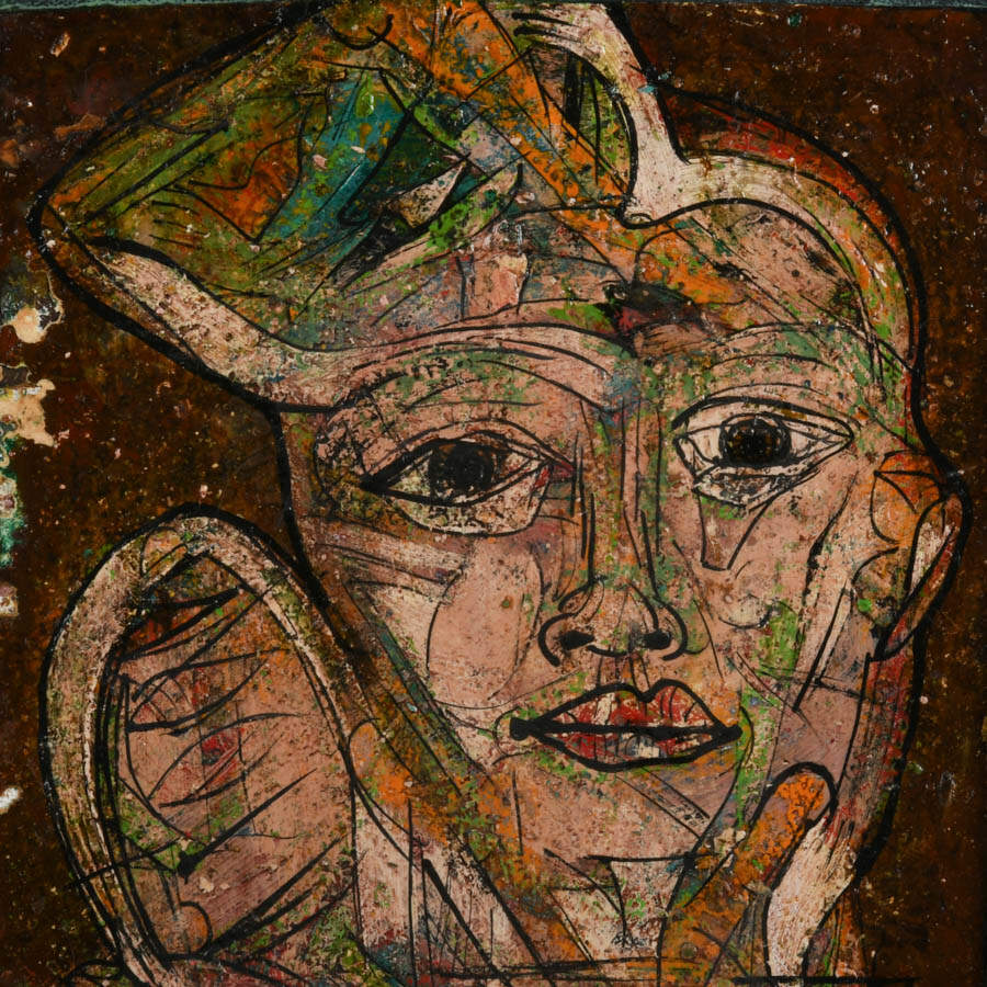 Framed Figural Abstract Oil on Paper Signed by Alexander Gore-4